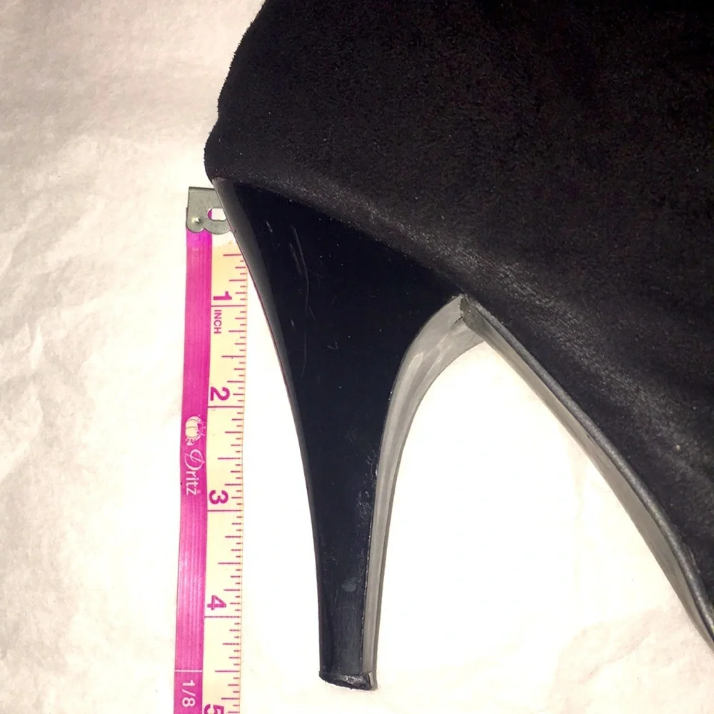 Anna Michelle Stiletto soft black almond toe zip over the knee cuff boot 29 EUC - Picture 6 of 17